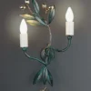 Casa Padrino Luxus Wandleuchte Messing Poliert B. 25 x H. 46 cm - Handgefertigte Wandleuchte aus Schmiedeeisen mit Olivenzweigen - Luxus Kollektion - Edel & Prunkvoll