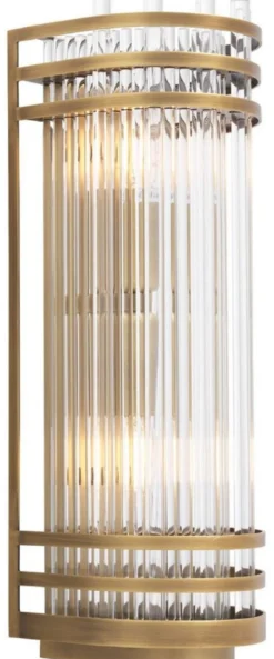 Casa Padrino Luxus Wandleuchte Antik Messingfarben 12 x 12,5 x H. 38 cm - Elegante Metall Wandlampe mit Glas Lampenschirm - Luxus Kollektion
