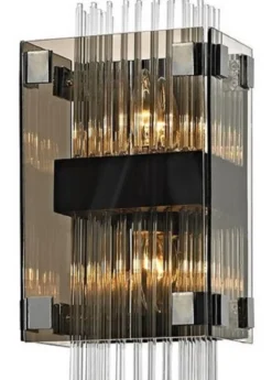 Casa Padrino Luxus Wandleuchte Silber / Dunkelbronze 20,3 x 14 x H. 35,6 cm - Hotel & Restaurant Wandlampe
