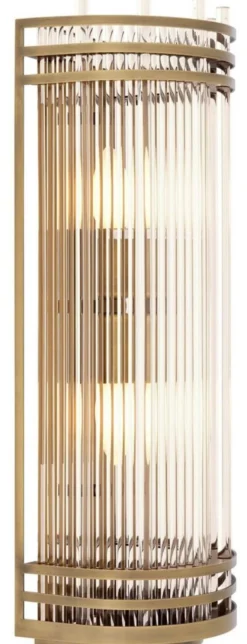 Casa Padrino Luxus Wandleuchte Antik Messing 18,5 x 15 x H. 53,5 cm - Elegante Metall Wandlampe mit Glas Lampenschirm - Luxus Kollektion