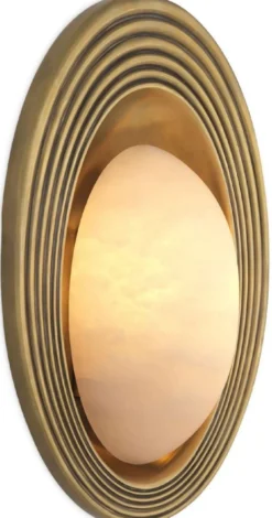 Casa Padrino Luxus Wandleuchte Vintage Messing / Alabaster 25 x 10 x H. 45 cm - Ovale Wandlampe - Wohnzimmer Wandleuchte - Hotel Wandleuchte - Restaurant Wandleuchte - Luxus Leuchten