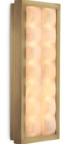 Casa Padrino Luxus Wandleuchte Antik Messing / Alabaster H. 38 cm, B. 15 cm, T. 6 cm