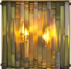 Casa Padrino Luxus Wandleuchte Antik Messingfarben / Grün 24 x 9 x H. 24 cm - Elegante Metall Wandlampe mit Glas Lampenschirm - Luxus Leuchten