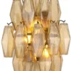 Casa Padrino Luxus Wandleuchte Bernstein / Antik Messing 31 x 19 x H. 50 cm - Elegante Hotel & Restaurant Wandlampe - Luxus Kollektion