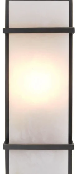 Casa Padrino Luxus Wandleuchte Bronze / Alabaster 13 x 9 x H. 34 cm - Elegante Wandlampe mit Alabaster Lampenschirm - Luxus Leuchten