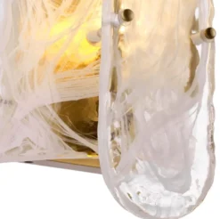 Casa Padrino Luxus Wandleuchte Antik Messing 18 x 15,5 x H. 40,5 cm - Wohnzimmer Wandlampe mit handgefertigtem Glas Lampenschirm - Luxus Leuchten - Luxus Interior - Luxus Möbel