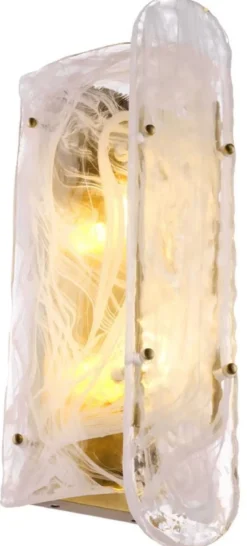 Casa Padrino Luxus Wandleuchte Antik Messing 18 x 15,5 x H. 40,5 cm - Wohnzimmer Wandlampe mit handgefertigtem Glas Lampenschirm - Luxus Leuchten - Luxus Interior - Luxus Möbel