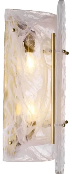 Casa Padrino Luxus Wandleuchte Antik Messing 18 x 15,5 x H. 40,5 cm - Wohnzimmer Wandlampe mit handgefertigtem Glas Lampenschirm - Luxus Leuchten - Luxus Interior - Luxus Möbel