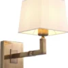 Casa Padrino Luxus Wandleuchte Vintage Messingfarben / Weiß 15 x 30 x H. 28 cm - Edle Wandlampe mit Schwenkarm und Lampenschirm - Luxus Qualität