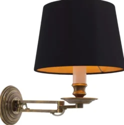 Casa Padrino Luxus Wandleuchte mit Schwenkarm Vintage Messingfarben / Schwarz 22 x 21,5 x H. 27,5 cm - Hotel & Restaurant Leuchte