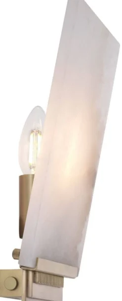 Casa Padrino Luxus Wandleuchte Alabaster / Antik Messingfarben 15 x 8 x H. 28,5 cm - Wandlampe mit Alabaster Lampenschirm - Luxus Qualität