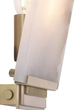 Casa Padrino Luxus Wandleuchte Alabaster / Antik Messingfarben 15 x 8 x H. 28,5 cm - Wandlampe mit Alabaster Lampenschirm - Luxus Qualität