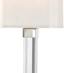 Casa Padrino Luxus Wandleuchte Silber / Weiß 22,9 x 10,2 x H. 54,6 cm - Moderne Wandlampe mit Kristallglas und Seiden Lampenschirm