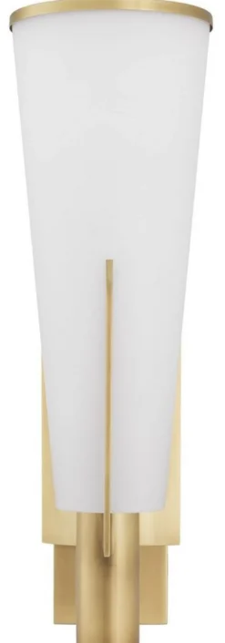 Casa Padrino Luxus Wandleuchte Antik Messingfarben / Weiß 13 x 19 x H. 40,5 cm - Elegante Metall Wandlampe mit Glas Lampenschirm - Luxus Leuchten