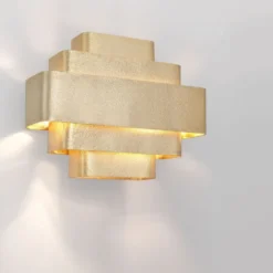 Casa Padrino Luxus Wandleuchte Gold 38 x 12,5 x H. 31 cm - Elegante Wohnzimmer Wandlampe - Wohnzimmer Leuchten