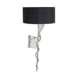 Casa Padrino Luxus Wandleuchte Silber / Schwarz 23 x 14 x H. 75 cm - Kobra Wandleuchte mit Lampenschirm