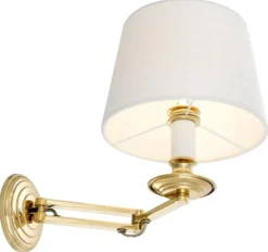 Casa Padrino Luxus Wandleuchte mit Schwenkarm Gold / Weiß 22 x 21,5 x H. 27,5 cm - Hotel & Restaurant Leuchte