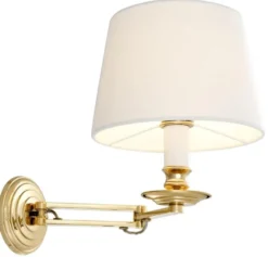 Casa Padrino Luxus Wandleuchte mit Schwenkarm Gold / Weiß 22 x 21,5 x H. 27,5 cm - Hotel & Restaurant Leuchte