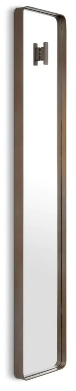 Casa Padrino Luxus Wandspiegel Bronze 30 x 5 x H. 160 cm - Rechteckiger Spiegel mit Kleiderhaken - Wohnzimmer Spiegel - Schlafzimmer Spiegel - Garderoben Spiegel - Luxus Möbel - Luxus Interior