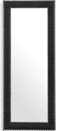 Casa Padrino Luxus Wandspiegel Schwarz 80 x 6 x H. 200 cm - Rechteckiger Spiegel mit hochwertigem Mahagoni Rahmen - Wohnzimmer Spiegel - Schlafzimmer Spiegel - Garderoben Spiegel - Luxus Möbel