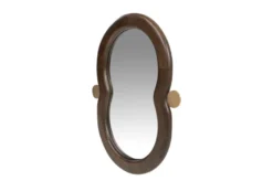 Casa Padrino Luxus Wandspiegel Braun / Gold 48 x 3 x H. 60 cm - Wandspiegel Touma S mit Rahmen aus Mindi-Holz und Messing - Luxus Deko Accessoires