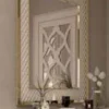 Casa Padrino Luxus Wandspiegel Weiß / Gold 88 x 6 x H. 126 cm - Moderner Wohnzimmer Spiegel mit Metallrahmen - Schlafzimmer Spiegel - Garderoben Spiegel - Luxus Kollektion