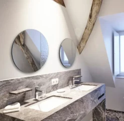 Casa Padrino Luxus Wandspiegel Ø 58 cm - Runder Spiegel mit strukturierter Oberfläche - Wohnzimmer Spiegel - Garderoben Spiegel - Luxus Qualität