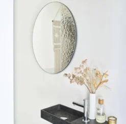 Casa Padrino Luxus Wandspiegel Ø 58 cm - Runder Spiegel mit strukturierter Oberfläche - Wohnzimmer Spiegel - Garderoben Spiegel - Luxus Qualität
