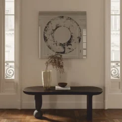 Casa Padrino Luxus Wandspiegel Schwarz / Silber 100 cm - Luxus Interior
