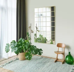 Casa Padrino Luxus Wandspiegel Gold 100 x 2,5 x H. 158 cm - Rechteckiger Spiegel mit Muster - Luxus Möbel