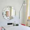 Casa Padrino Luxus Wandspiegel in Mond Optik Ø 125 cm - Runder Wohnzimmer Spiegel - Luxus Kollektion
