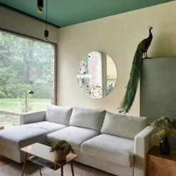 Casa Padrino Luxus Wandspiegel in Mond Optik Ø 125 cm - Runder Wohnzimmer Spiegel - Luxus Kollektion