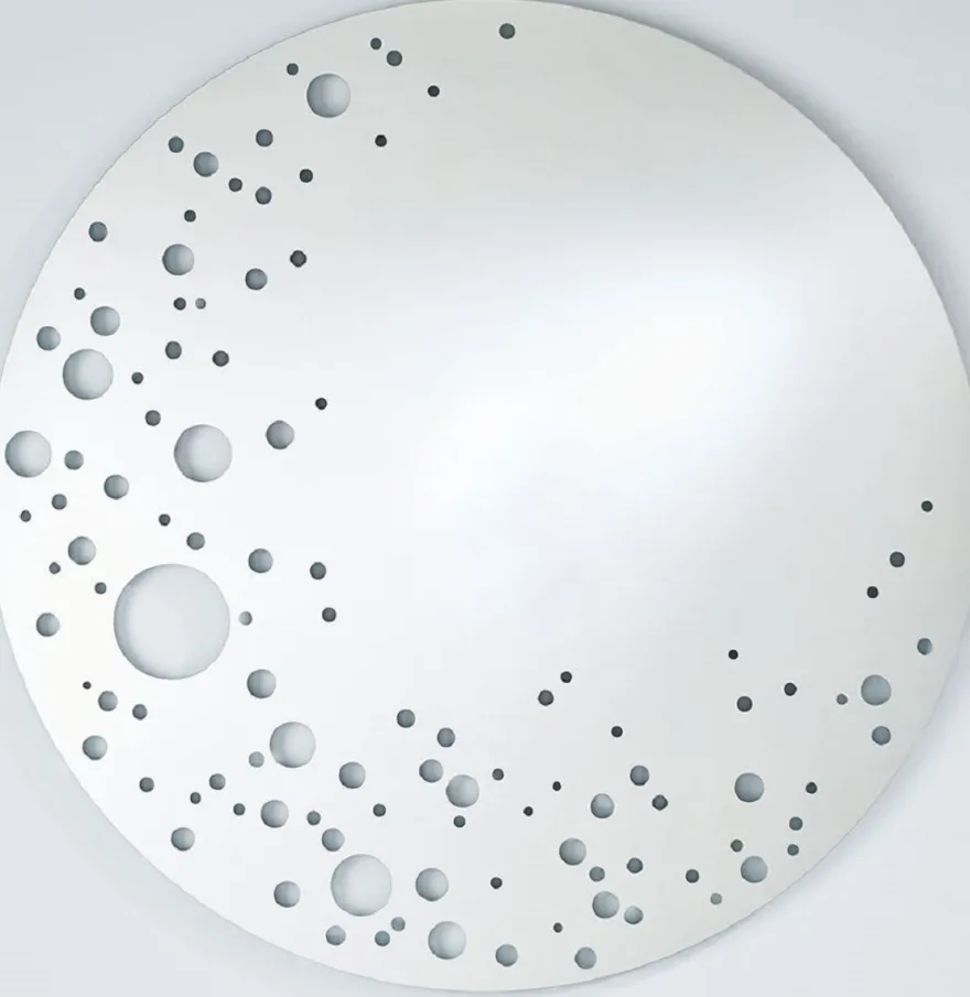 Casa Padrino Luxus Wandspiegel in Mond Optik Ø 125 cm - Runder Wohnzimmer Spiegel - Luxus Kollektion