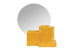 Casa Padrino Luxus Wandspiegel Gelb 35,5 x 12,5 x H. 38,5 cm - Kleiner Tisch- und Wandspiegel mit Steingut Rahmen im Poppy Yellow Finish - Luxus Deko Accessoires