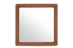 Casa Padrino Luxus Wandspiegel Braun 56,5 x 4 x H. 56,5 cm - Quadratischer Wandspiegel Kiko mit Rahmen aus Mindi-Holz im Amber Finish - Luxus Deko Accessoires