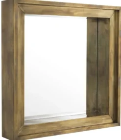 Casa Padrino Luxus Wandspiegel Vintage Messingfarben 100 x 20 x H. 100 cm - Wohnzimmer Spiegel - Schlafzimmer Spiegel - Garderoben Spiegel - Luxus Möbel