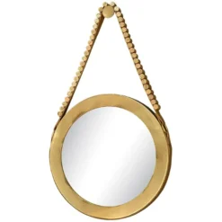 Casa Padrino Luxus Wandspiegel Gold Ø 40 cm - Runder Spiegel an Messingband