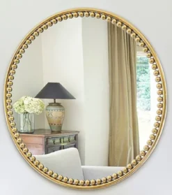 Casa Padrino Luxus Wandspiegel Gold Ø 107 cm - Runder Wohnzimmer Spiegel mit Metallrahmen - Schlafzimmer Spiegel - Badezimmer Spiegel - Garderoben Spiegel - Luxus Kollektion