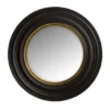 Casa Padrino Luxus Wandspiegel Neo Klassisch in Schwarz mit goldener Innenumrandung, convex gewölbt, 53 x 53 cm