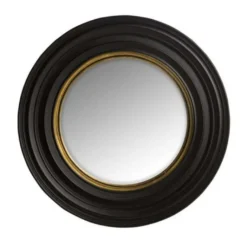 Casa Padrino Luxus Wandspiegel Neo Klassisch in Schwarz mit goldener Innenumrandung, convex gewölbt, 53 x 53 cm