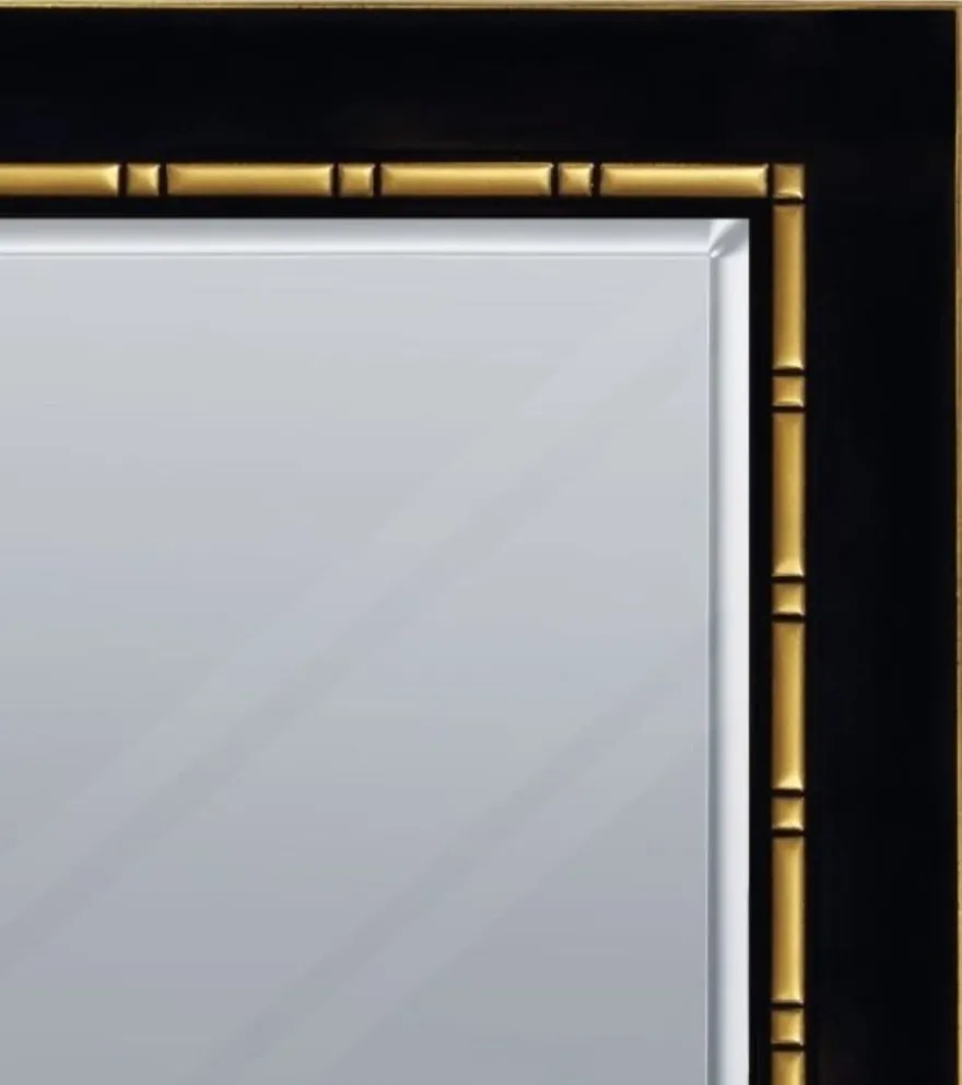 Casa Padrino Luxus Wandspiegel Schwarz / Gold 81 x H. 106 cm - Luxus Kollektion