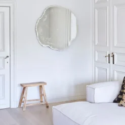 Casa Padrino Luxus Wandspiegel im Baumscheiben Design Weiß / Beige 101 x 2,5 x H. 98 cm - Wohnzimmer Spiegel - Schlafzimmer Spiegel - Garderoben Spiegel - Luxus Möbel - Luxus Interior