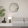 Casa Padrino Luxus Wandspiegel im Baumscheiben Design Weiß / Schwarz 80 x 2,5 x H. 78 cm - Wohnzimmer Spiegel - Schlafzimmer Spiegel - Garderoben Spiegel - Luxus Möbel - Luxus Interior