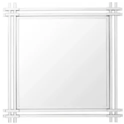Casa Padrino Luxus Wandspiegel Art Deco 90 x 90 cm Edelstahl poliert - Quadratischer Luxusspiegel für exklusive Interieurs