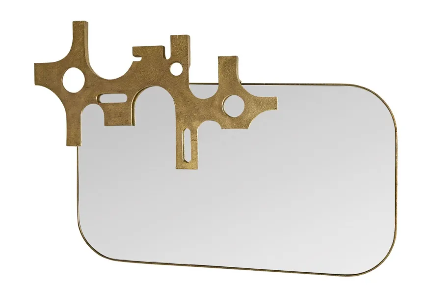 Casa Padrino Luxus Wandspiegel Bronzefarben 81 x 2,5 x H. 54 cm - Spiegel Savage mit Aluminiumrahmen in Bronzeoptik - Luxus Deko Accessoires