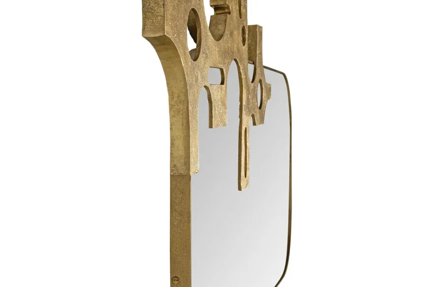 Casa Padrino Luxus Wandspiegel Bronzefarben 81 x 2,5 x H. 54 cm - Spiegel Savage mit Aluminiumrahmen in Bronzeoptik - Luxus Deko Accessoires