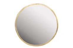 Casa Padrino Luxus Wandspiegel Gold Ø 75 cm - Großer runder Wandspiegel Dott mit gebürstetem goldfarbenem Edelstahlrahmen - Luxus Deko Accessoires