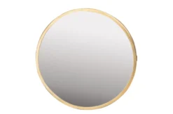 Casa Padrino Luxus Wandspiegel Gold Ø 75 cm - Großer runder Wandspiegel Dott mit gebürstetem goldfarbenem Edelstahlrahmen - Luxus Deko Accessoires
