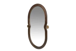 Casa Padrino Luxus Wandspiegel Braun / Gold 73,5 x 3 x H. 105 cm - Großer Wandspiegel Touma XL mit Rahmen aus Mindi-Holz und Messing - Luxus Deko Accessoires