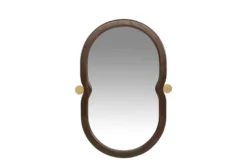 Casa Padrino Luxus Wandspiegel Braun / Gold 73,5 x 3 x H. 105 cm - Großer Wandspiegel Touma XL mit Rahmen aus Mindi-Holz und Messing - Luxus Deko Accessoires
